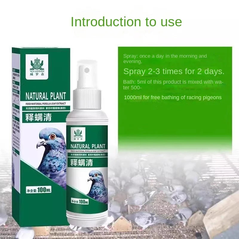 Spray to remove pigeon lice mites