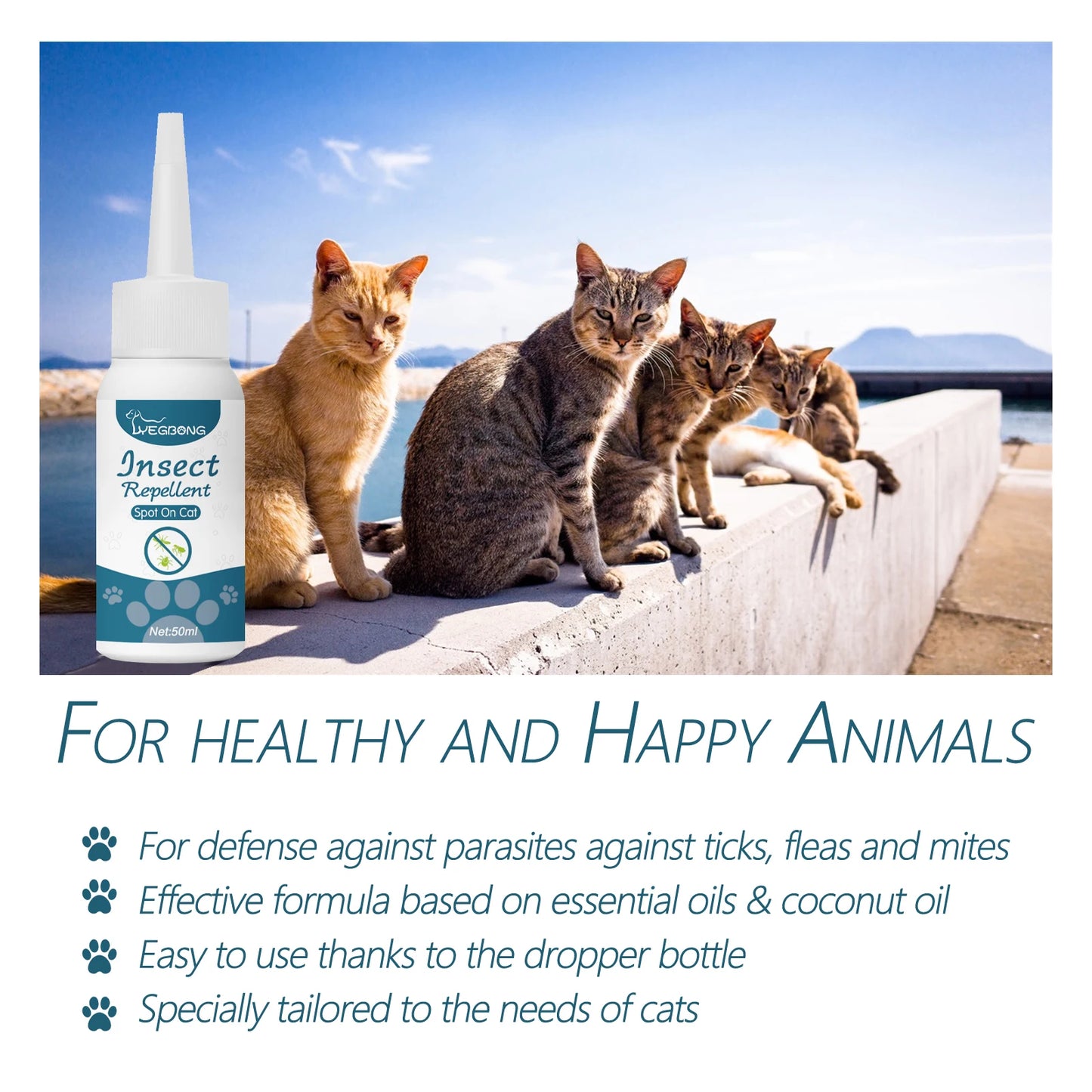 50ML Anti-flea Tick Drops for Cats & Dogs