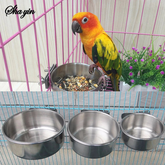 Parrot Feeding Water Cage Bowls with Clamp Holder