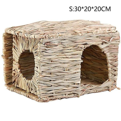 Hamster Guinea Pig Bunny Grass Chew Toy Mat House