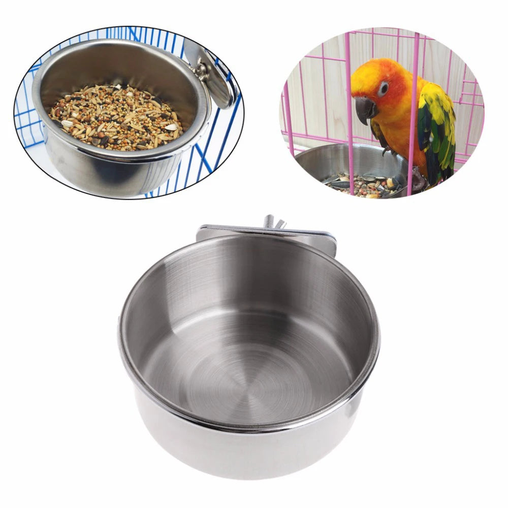 Parrot Feeding Water Cage Bowls with Clamp Holder