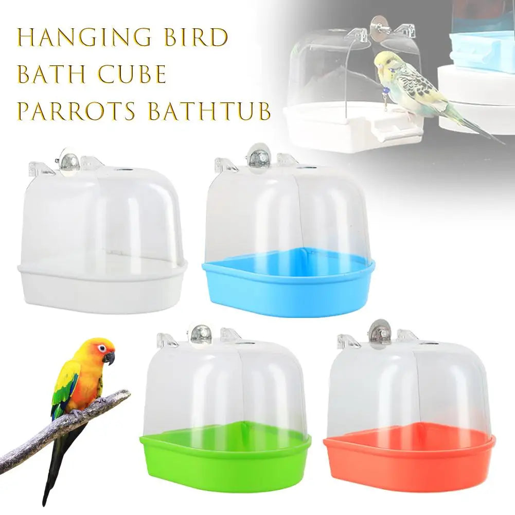 Hanging Transparent Bird Bath Cube