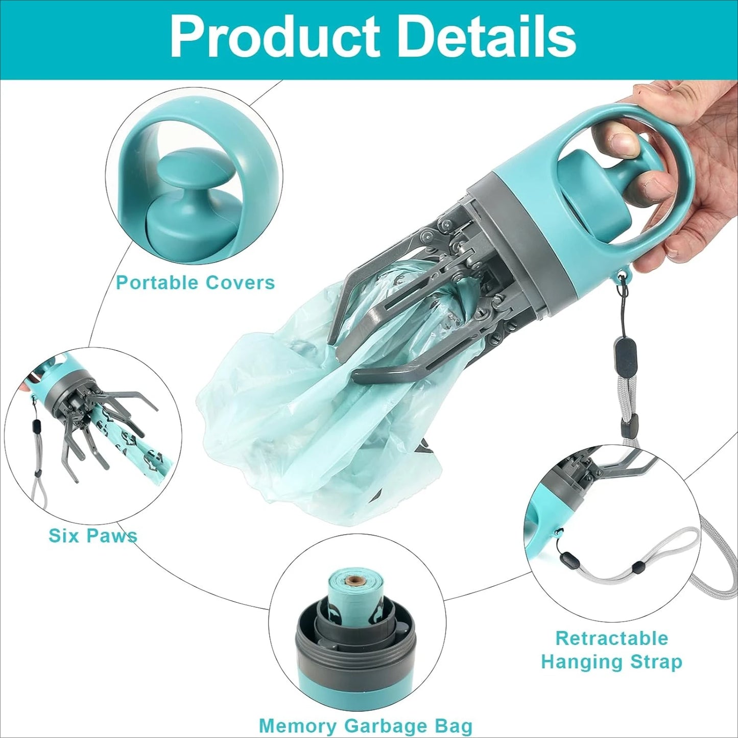 Dog Poop Scoop Set & Claw Waste Selector with Collar Clip