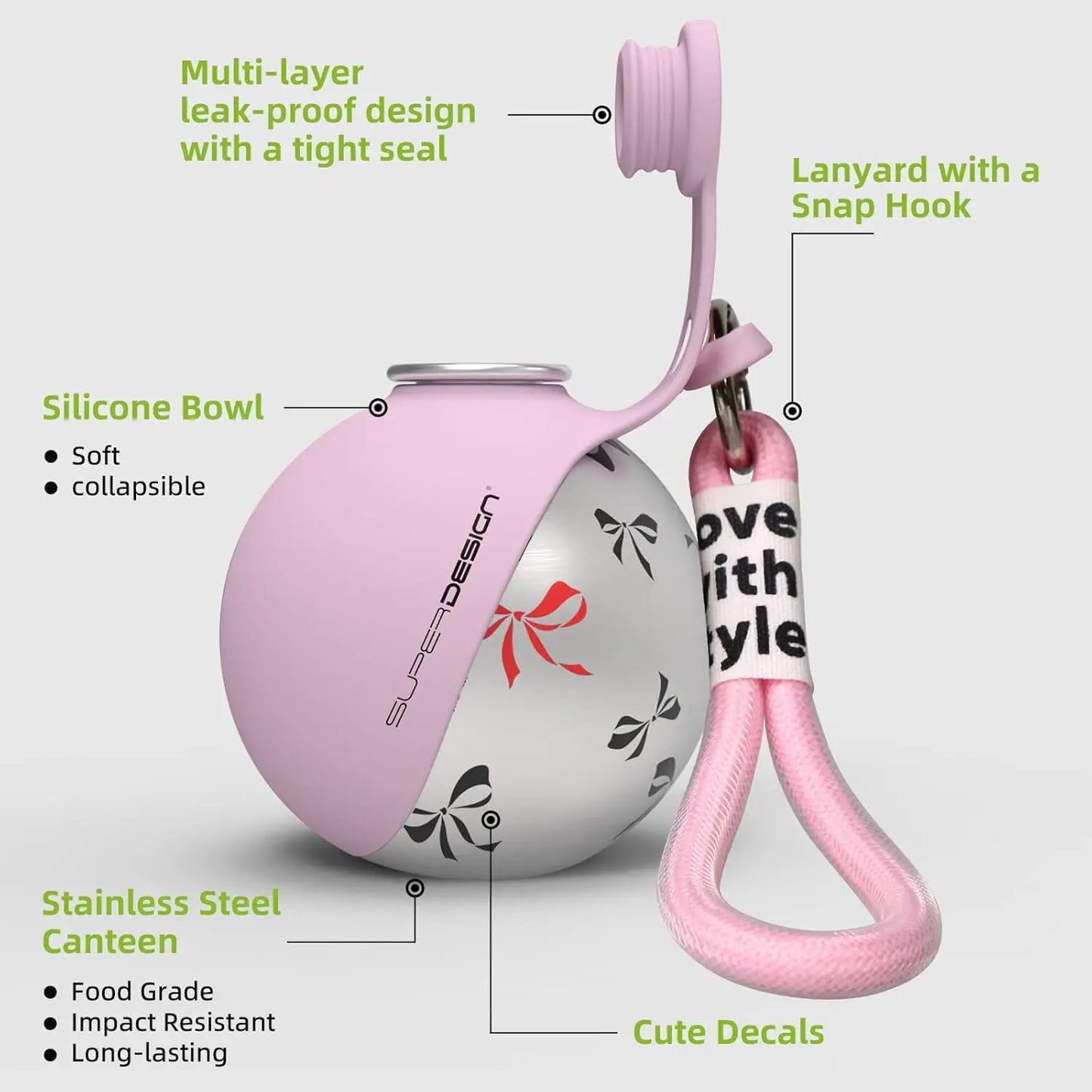 Portable Dog Water Bottle with Waste Bag Dispenser