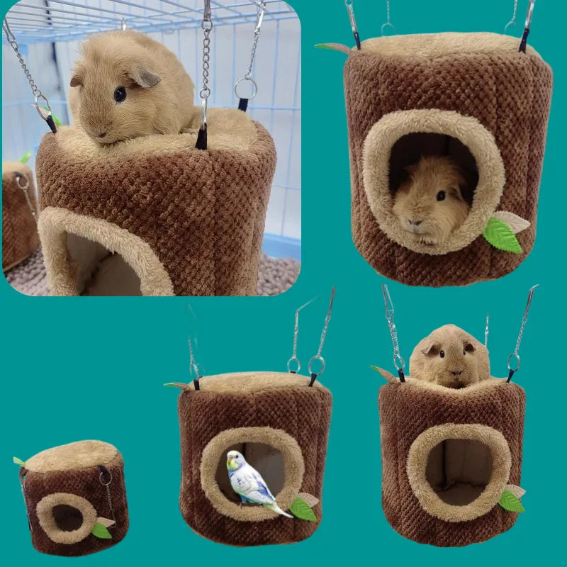 Tree Stump Shape Rodent Hammock Hamster Bed