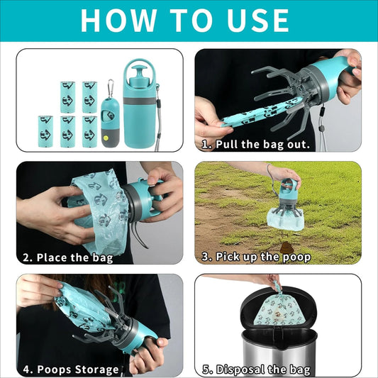 Dog Poop Scoop Set & Claw Waste Selector with Collar Clip
