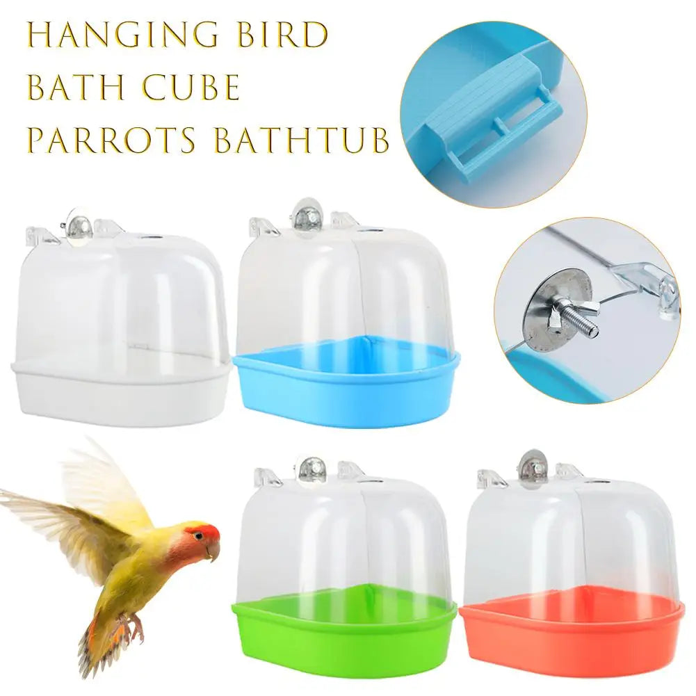 Hanging Transparent Bird Bath Cube